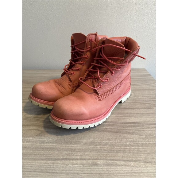 Timberland Women’s 6-Inch Premium Waterproof Boots Pink Nubuck Leather Size 10 - Picture 5 of 11